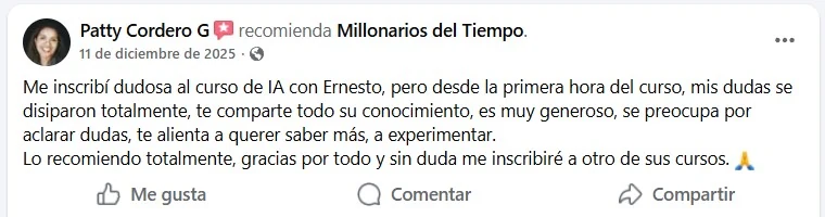 Reseña de Patty Cordero G sobre el entrenamiento de IA