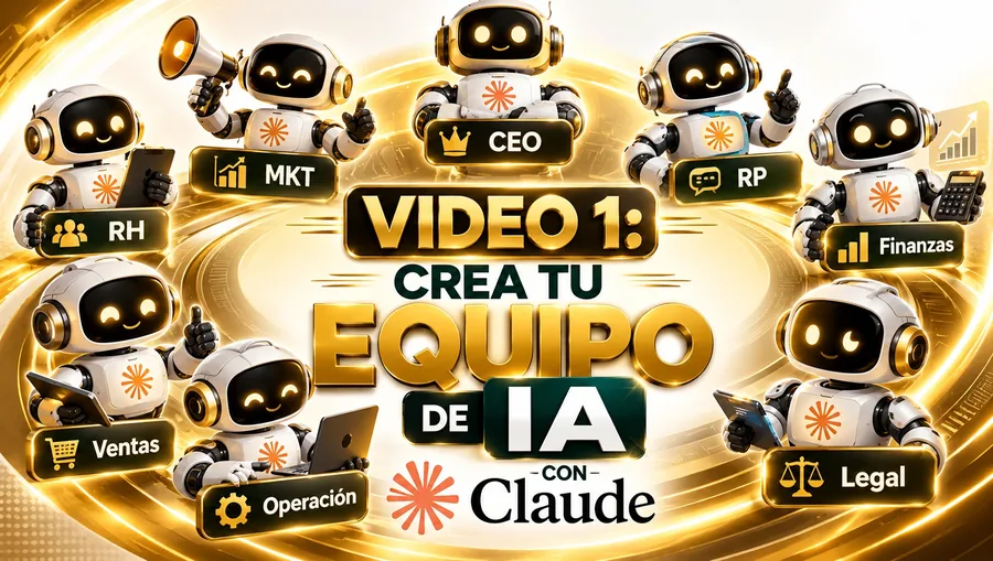 Video 1: Crea tu equipo de IA con Claude. Robots para CEO, Marketing, RP, Recursos Humanos, Finanzas, Ventas, Operación y Legal.